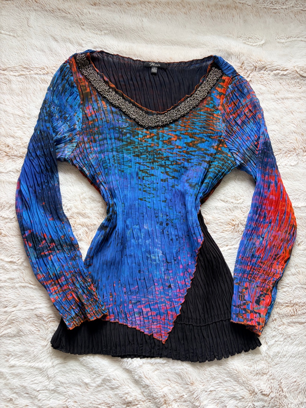 🖤💙 Vintage Y2K Beaded Mesh Top | Fairy Grunge Boho Indie Sleaze Artsy Euro 🖤💙 - Picture 3 of 12
